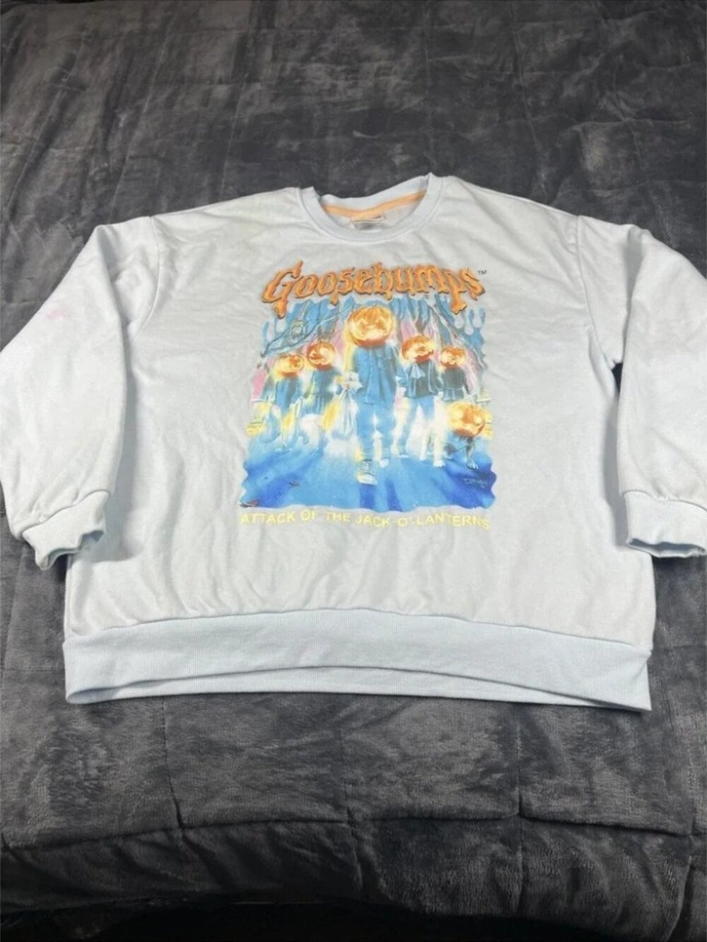 Goosebumps Attack Of The Jack-O-Lantern Baby Blue Graphic sweatshirt women's‎ L